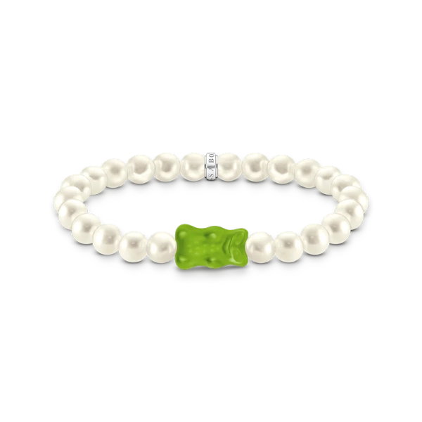 Perlenarmband mit grünem Goldbären Silber - Thomas Sabo - Nordic Spectra