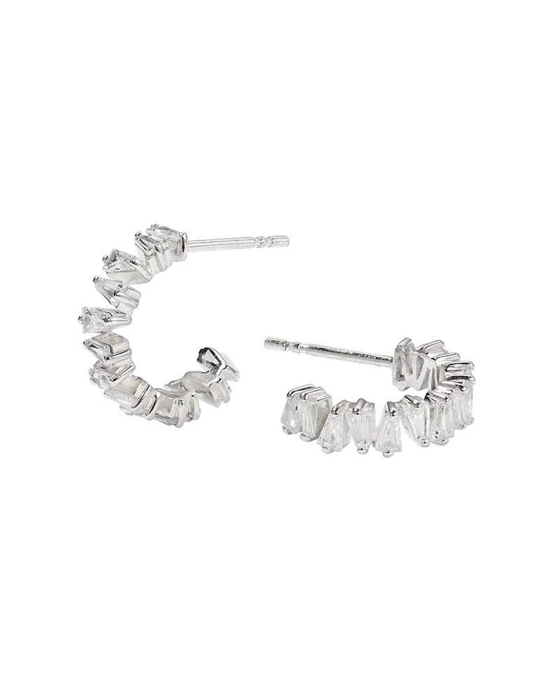 Iggy Earrings Silver i silver med baguetteslipade kubiska zirkoner