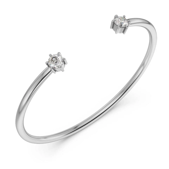 Crown-armband i polerat stål med öppen design och två cubic zirkonia-stenar vid ändarna