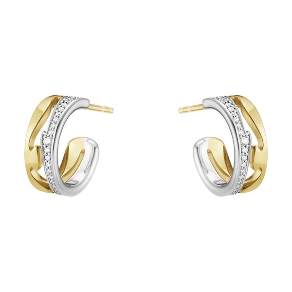 Fusion Örhängen Guld och Vitguld med 0.19 ct Diamanter - Georg Jensen örhängen - Snabb frakt & paketinslagning - Nordicspectra.se