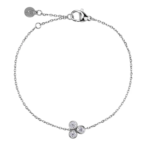 Armband i polerat rostfritt stål med tre cubic zirconia-stenar