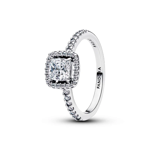 Pandora Timeless Sparkling Square Halo Ring in Silber mit Zirkonia-Steinen