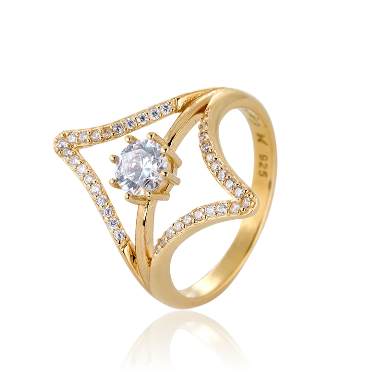Balance of Energy Ring Guld i 24K guldpläterat silver med cubic zirconia