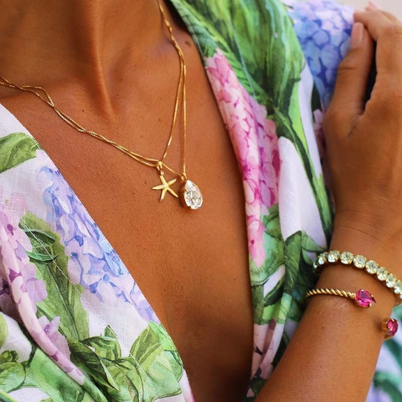 Classic Drop Necklace Rhodium Crystal - Caroline Svedbom - Snabb frakt & paketinslagning - Nordicspectra.se
