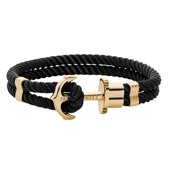 Nylon Phrep Armband Svart/Guld - Paul Hewitt armband - Snabb frakt & paketinslagning - Nordicspectra.se