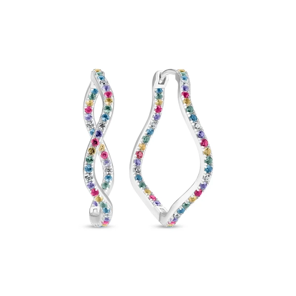 Ellera Waves X-Grande Örhängen Mix i silver med gnistrande Cubic Zirconia-stenar från Sif Jakobs