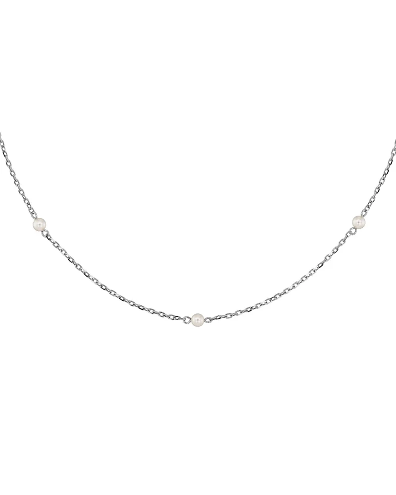 Elegant halsband i polerat stål med små pärlemorpärlor