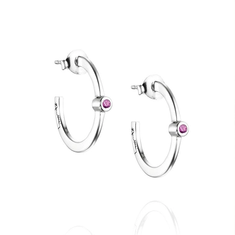 Efva Attling - Micro Blink Hoops - Pink Sapphire