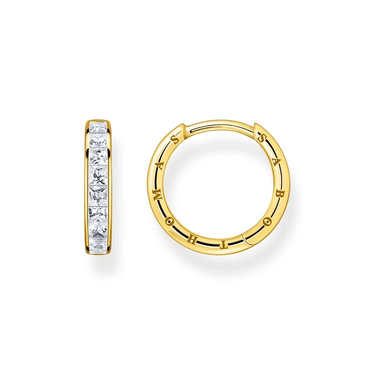 Thomas Sabo – Creolörhängen Vita Stenar Pavé Smala Guld