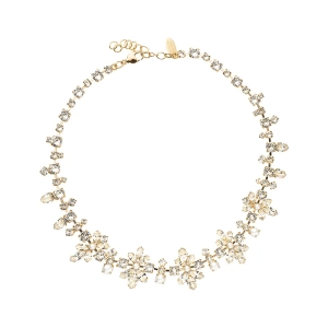Guldpläterat halsband med pärlor och kristaller i blomdesign