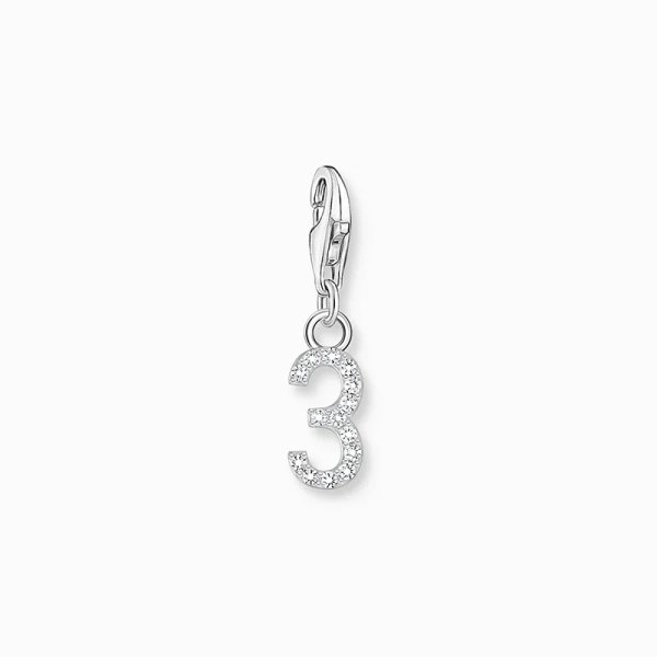 Charm-Anhänger Zahl 3 mit weißen Steinen Silber - Thomas Sabo - Nordic Spectra