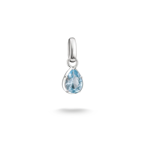 Thomas Sabo CC Connect Månadssten Mars – berlock i silver med akvamarinfärgad cubic zirconia och gravyr "Mar".