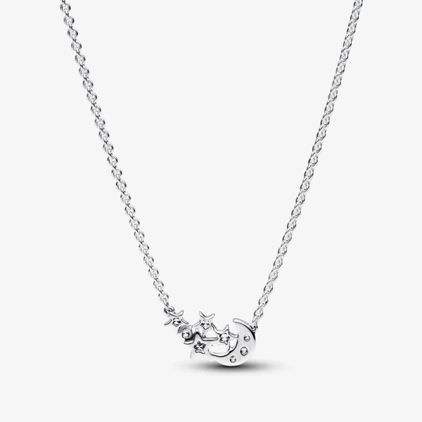 Collierhalsband med Glittrande Måne & Stjärna - PANDORA - Snabb leverans & paketinslagning - Nordic Spectra