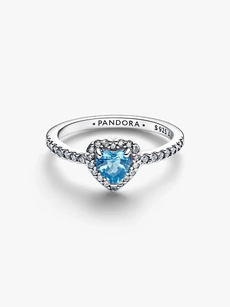 Pandora Upphöjda Hjärtan Ljusblå Ring i silver med lila hjärta