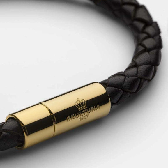 Leather Bracelet Gold - Black - Skultuna - Snabb frakt & paketinslagning - Nordicspectra.se