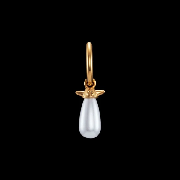 Pearl Tear Earring Gold i 18K guldpläterat silver med glaspärla