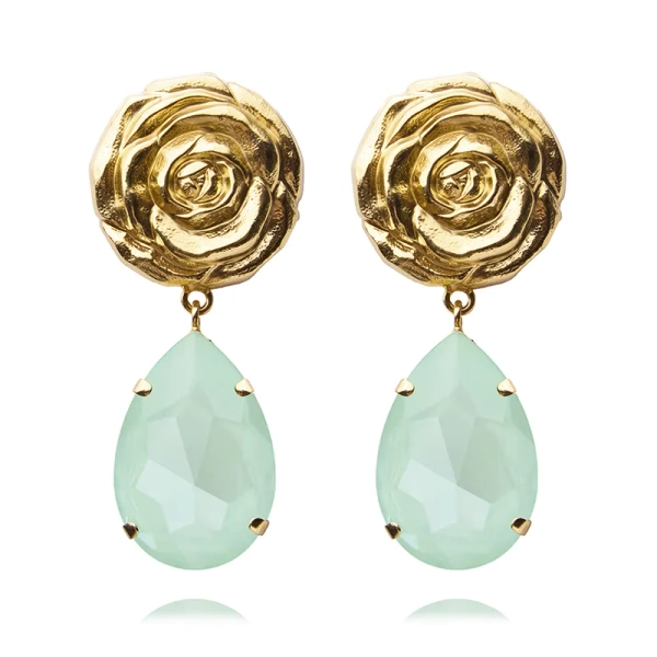 Rosita Drop Earrings i guld och mjuk mint