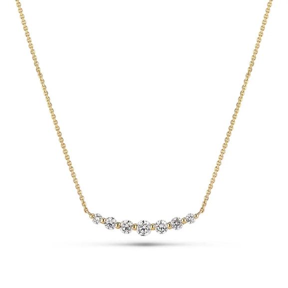 Tiara Grande Necklace i 14K guld med sju gnistrande syntetiska diamanter