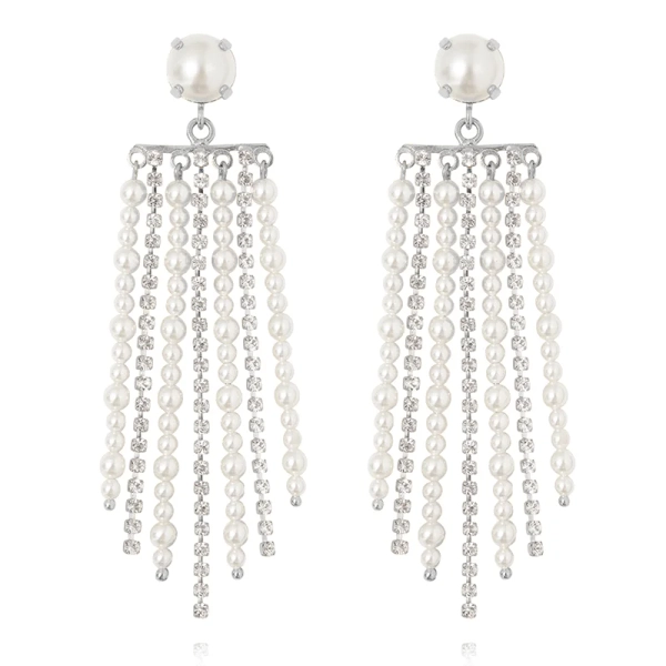 Donna Earrings Rhodium Pearl / Crystal - Caroline Svedbom - Snabb frakt & paketinslagning - Nordic Spectra