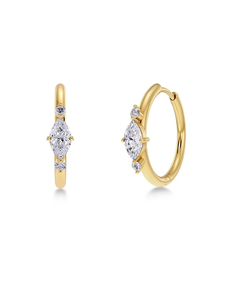 Trinny Hoops i 14K guldplätering med tre cubic zirconia-stenar