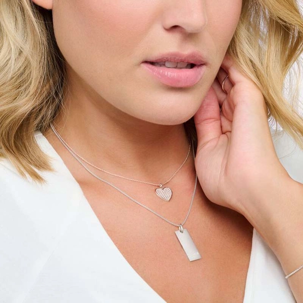 Halsband Bred Tag med Vita Stenar - Thomas Sabo halsband - Snabb frakt & paketinslagning - Nordicspectra.se