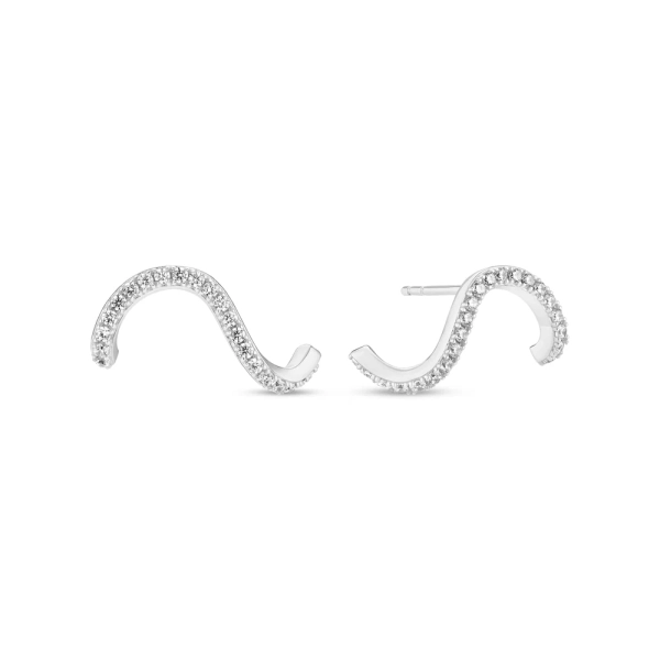 Ellera Waves Örhängen i silver med gnistrande Cubic Zirconia-stenar från Sif Jakobs Ellera-kollektion.
