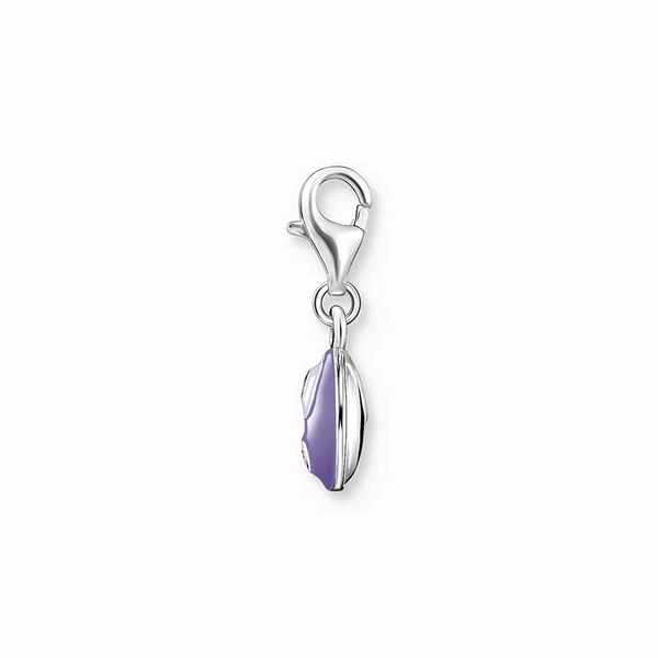 Charm-Anhänger violetter Yin & Yang Silber