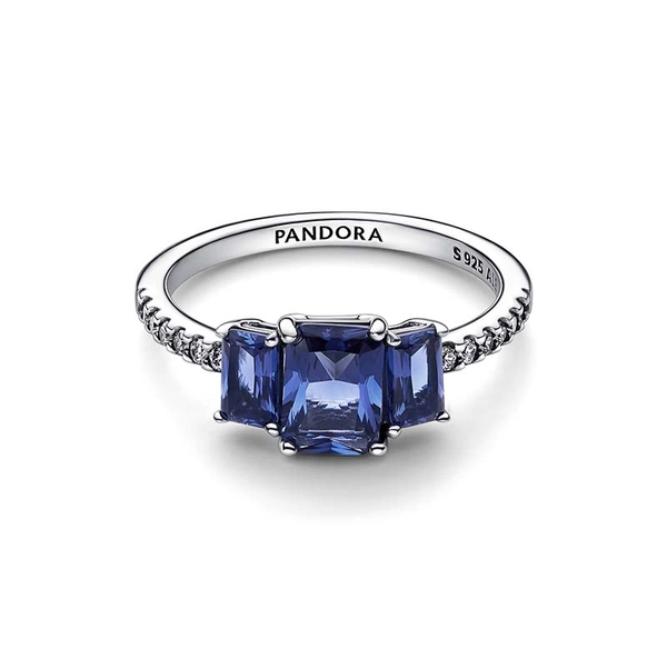 Blue Rectangular Three Stone Sparkling Ring - PANDORA - Snabb frakt & paketinslagning - Nordicspectra.se