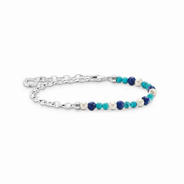 Charm bracelet with blue beads