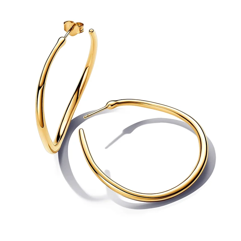 PANDORA - Organiskt Formade Hoops 42 mm Guld