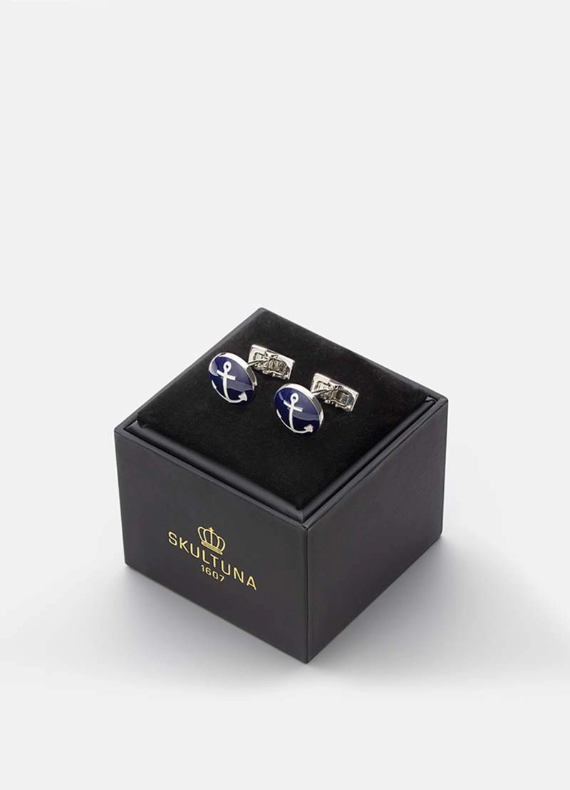 Cuff Links Anchor Gold Blue/White - Skultuna - Snabb frakt & paketinslagning - Nordicspectra.se