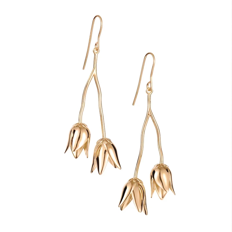 Helleborus Earrings i 18K guldpläterat silver