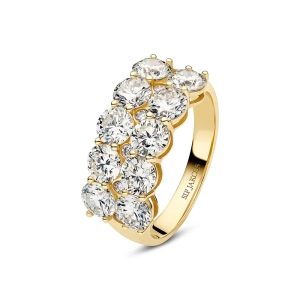 Ariccia Ring 14K Guld med två rader av gnistrande syntetiska diamanter