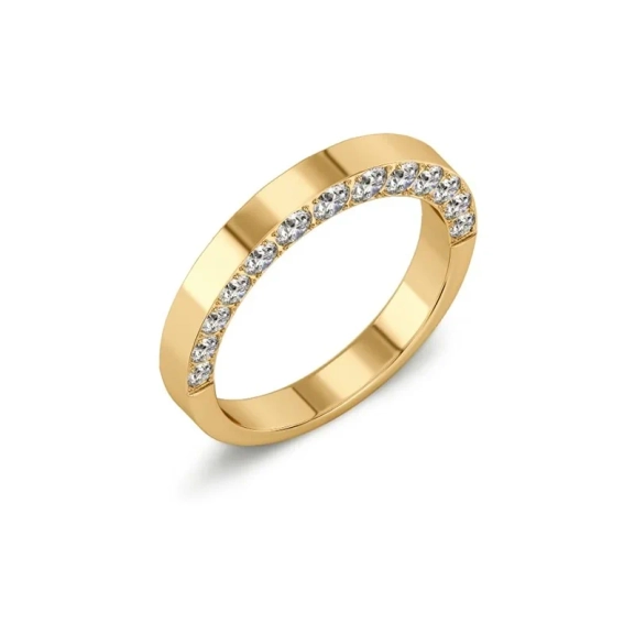 Guldfärgad ring i 14K guldpläterat stål med gnistrande cubic zirconia-stenar från Edblads Monarch-kollektion.