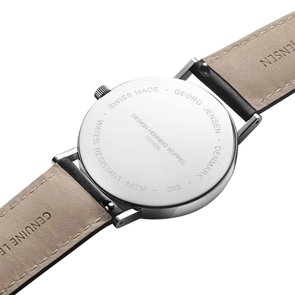 Koppel 41 mm - Kvarts - Svart urtavla/Svart läderarmband - Georg Jensen klockor - Snabb frakt & paketinslagning - Nordicspectra.se