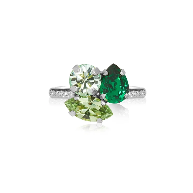 Caroline Svedbom - Ana Ring Rhodium Majestic Green Combo