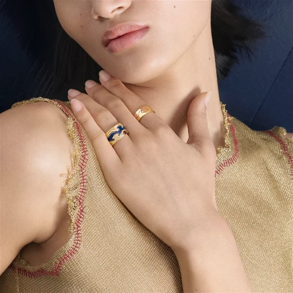 Fusion Mittring Guld Blå - Georg Jensen - Designsmycken med snabba & trygga leveranser - Nordic Spectra