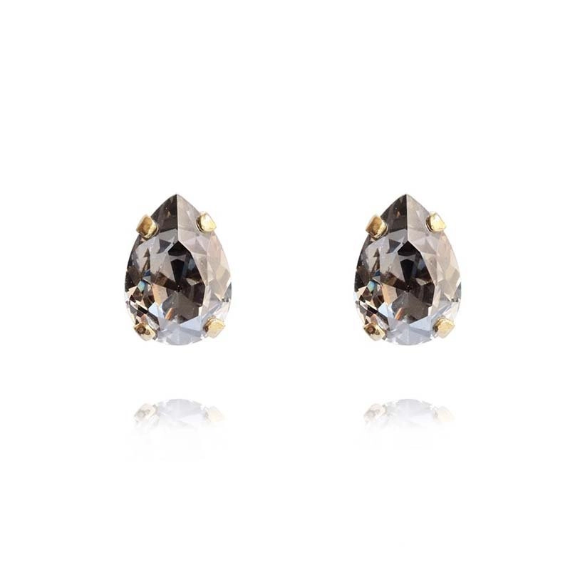 Caroline Svedbom - Petite Drop Stud Earrings Gold Black Diamond