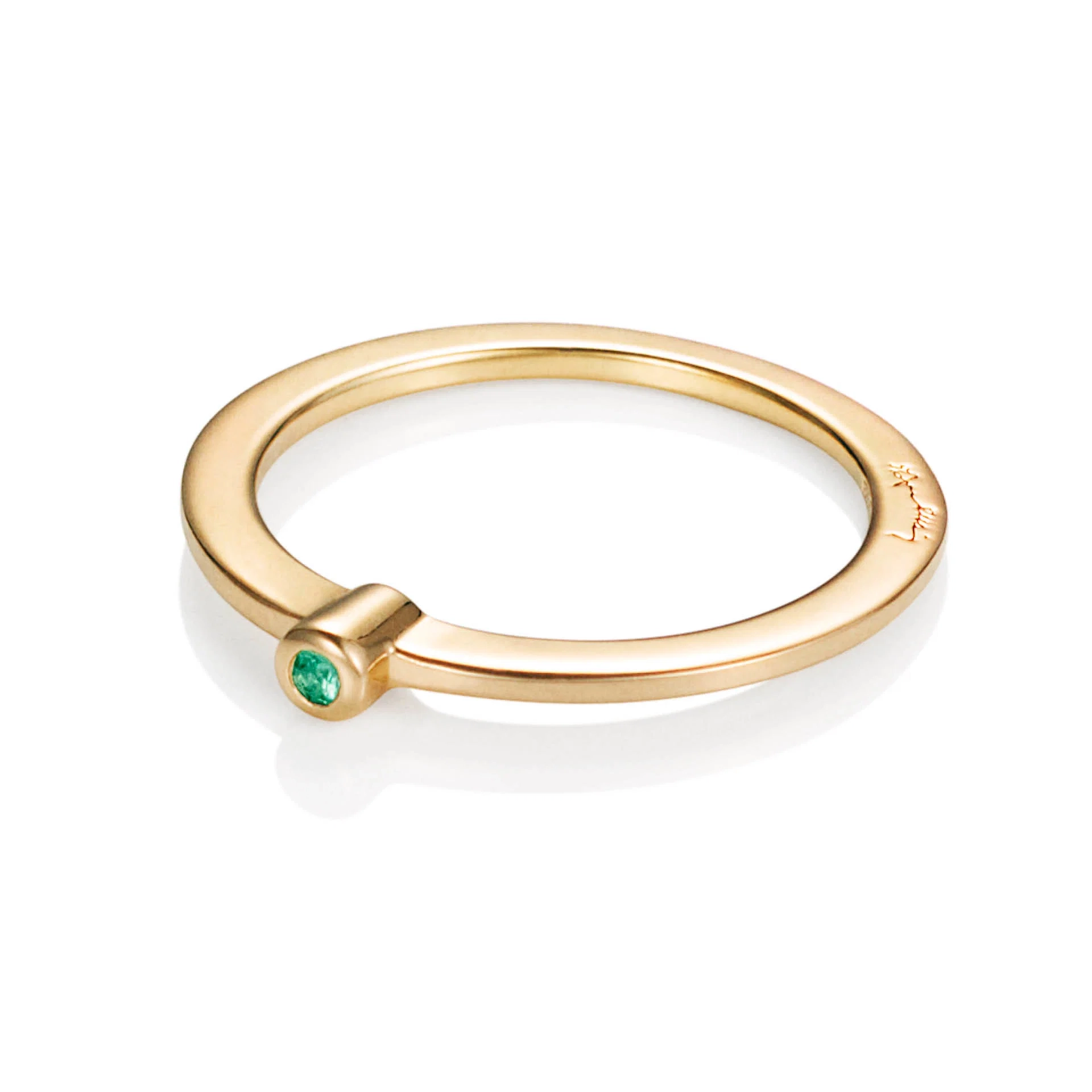 Micro Blink Ring Green Emerald Gold Plated