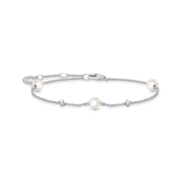 Armband med Pärlor & Vita Stenar - Thomas Sabo berlock - Snabb frakt & paketinslagning - Nordicspectra.se