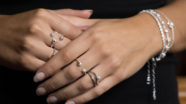 Pearl/Brilliant Double Ring Silver -CU Jewellery - Snabb frakt & paketinslagning - Nordicspectra.se