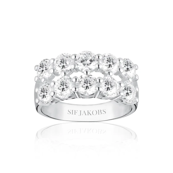 Sif Jakobs Belluno Due Ring i silver med gnistrande cubic zirconia-stenar