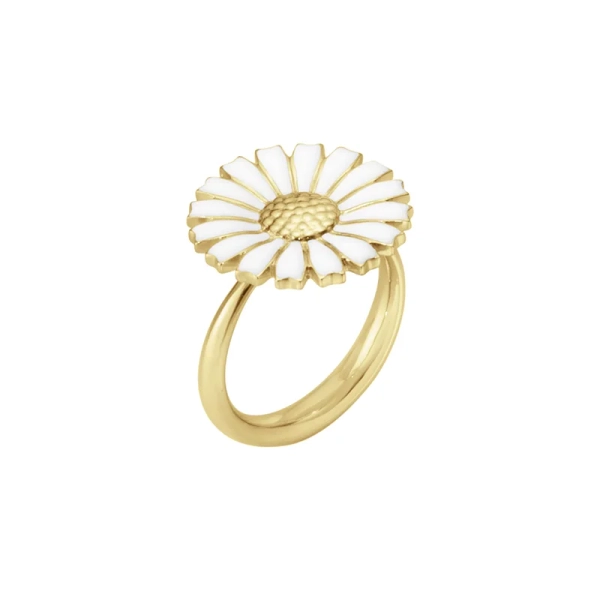 Daisy Vit Silver Ring Guld från Georg Jensen i förgyllt sterlingsilver med handmålad emalj