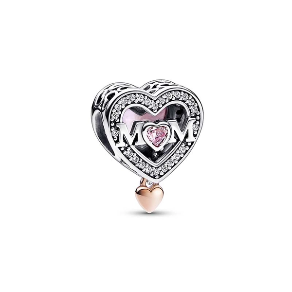 Bicolor Offen gearbeitetes Mum & Herz Charm von PANDORA, Schneller Versand - Nordicspectra.de