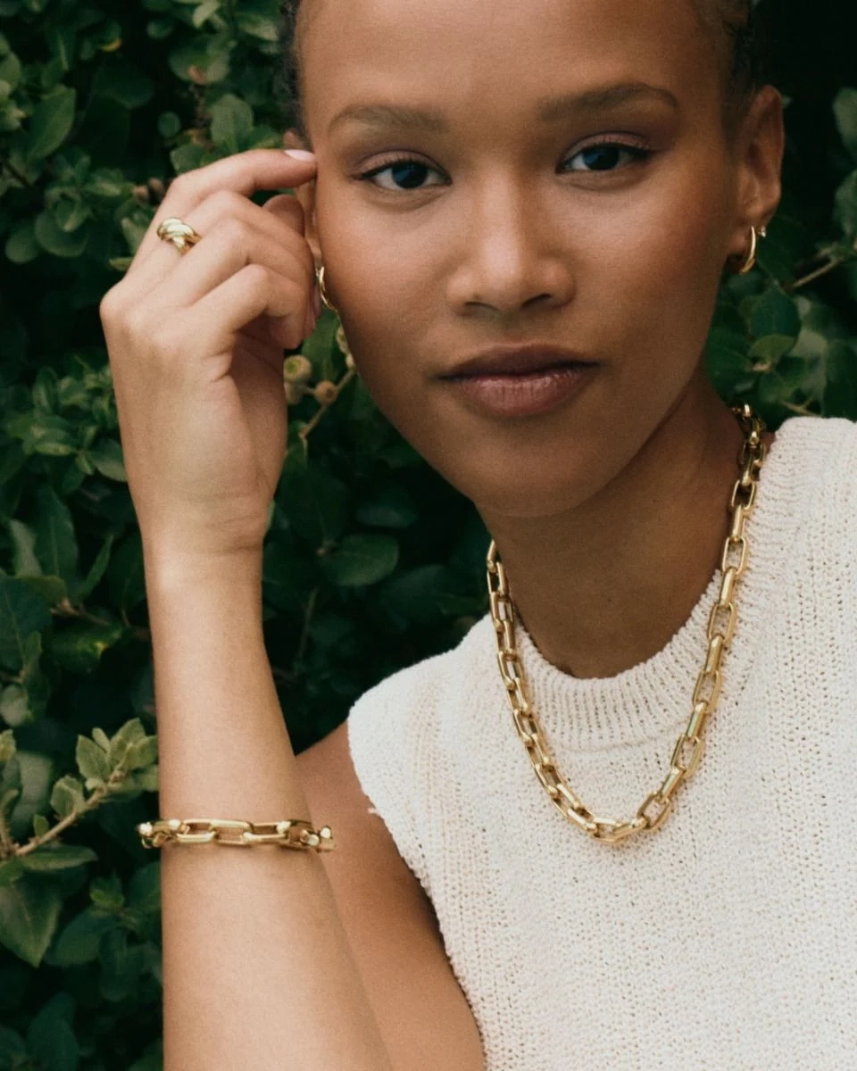 Chunky armband i 14K guldplätering med box chain-design från Edblad