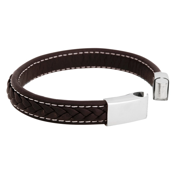 Brunt Läderarmband Med Vit Söm - By Billgren - Snabb frakt & paketinslagning - Nordicspectra.se