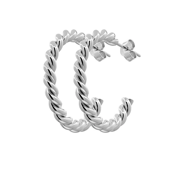 Two twinned Hoop ear - Silver -CU Jewellery - Snabb frakt & paketinslagning - Nordicspectra.se