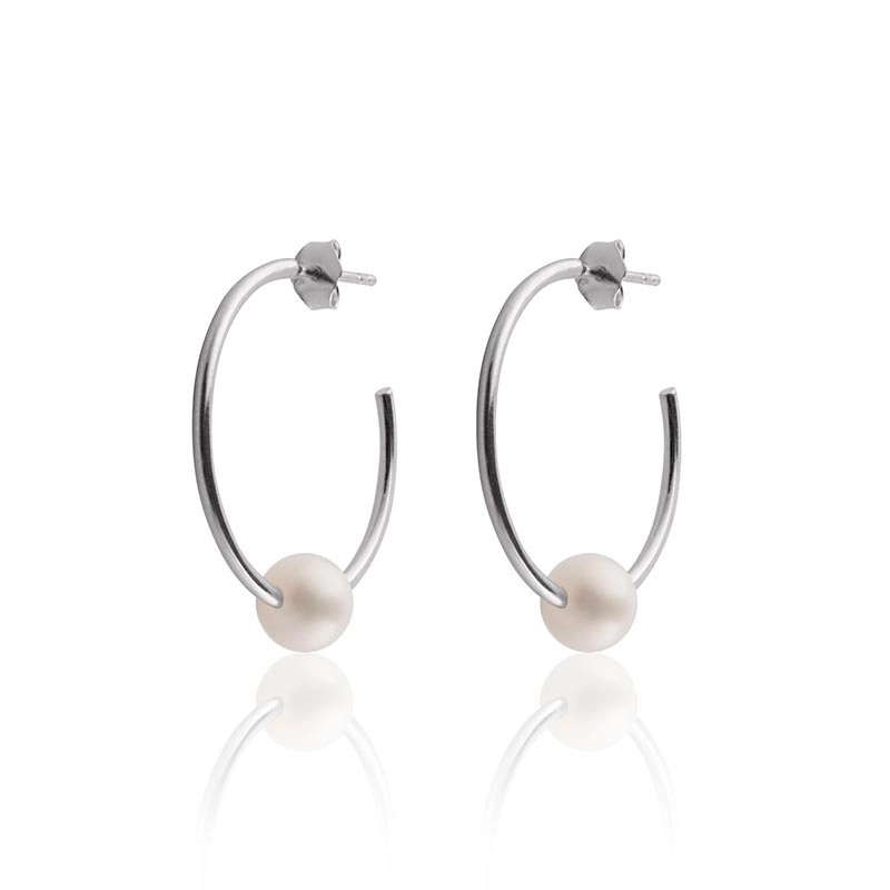 SOPHIE by SOPHIE - Pearl Hoops Silver