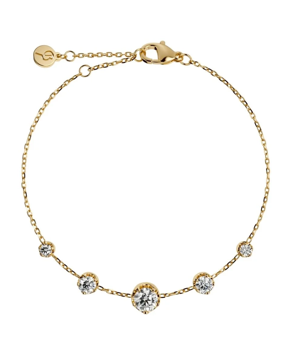 Armband i 14K guldpläterat stål med gnistrande cubic zirconia-stenar i tre storlekar