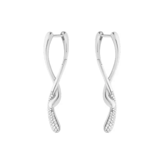 Lange Ohrringe „Mercy“ aus Silber mit Pavé-Diamanten